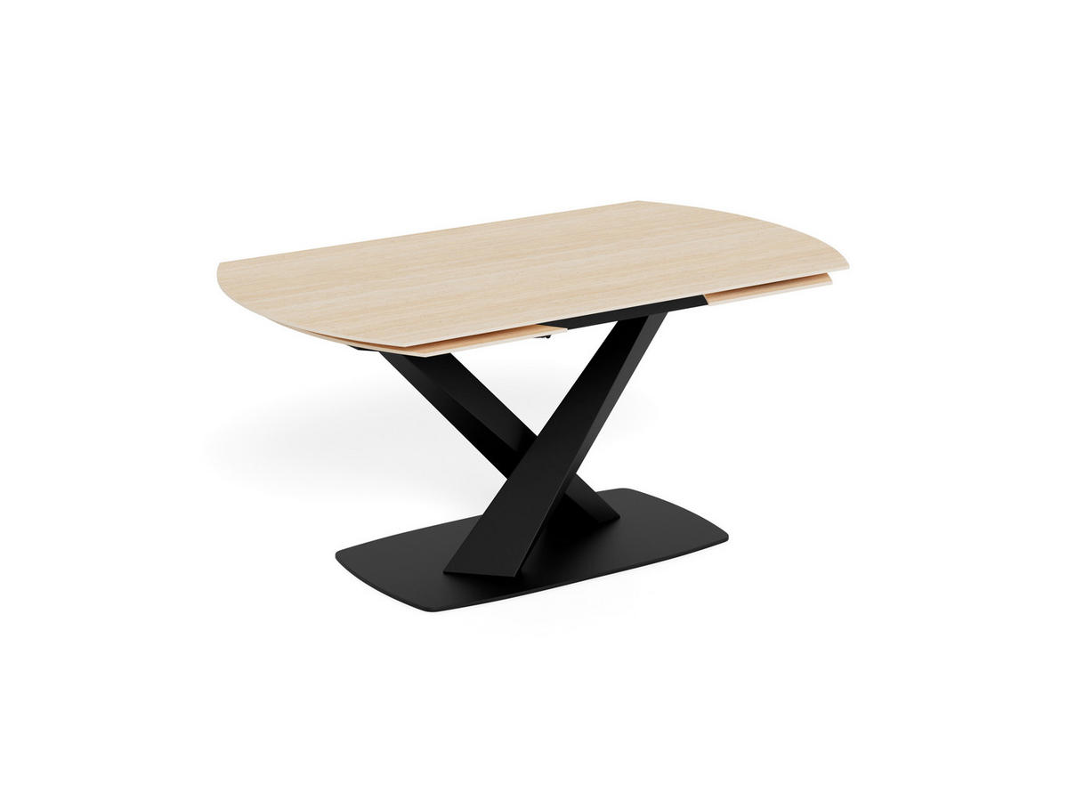 MATBORD svart, sandfärgad rektangulär  utdragbar  - sandfärgad/svart, Klassisk, metall/keramik (160-240/90/77cm) - Best Price