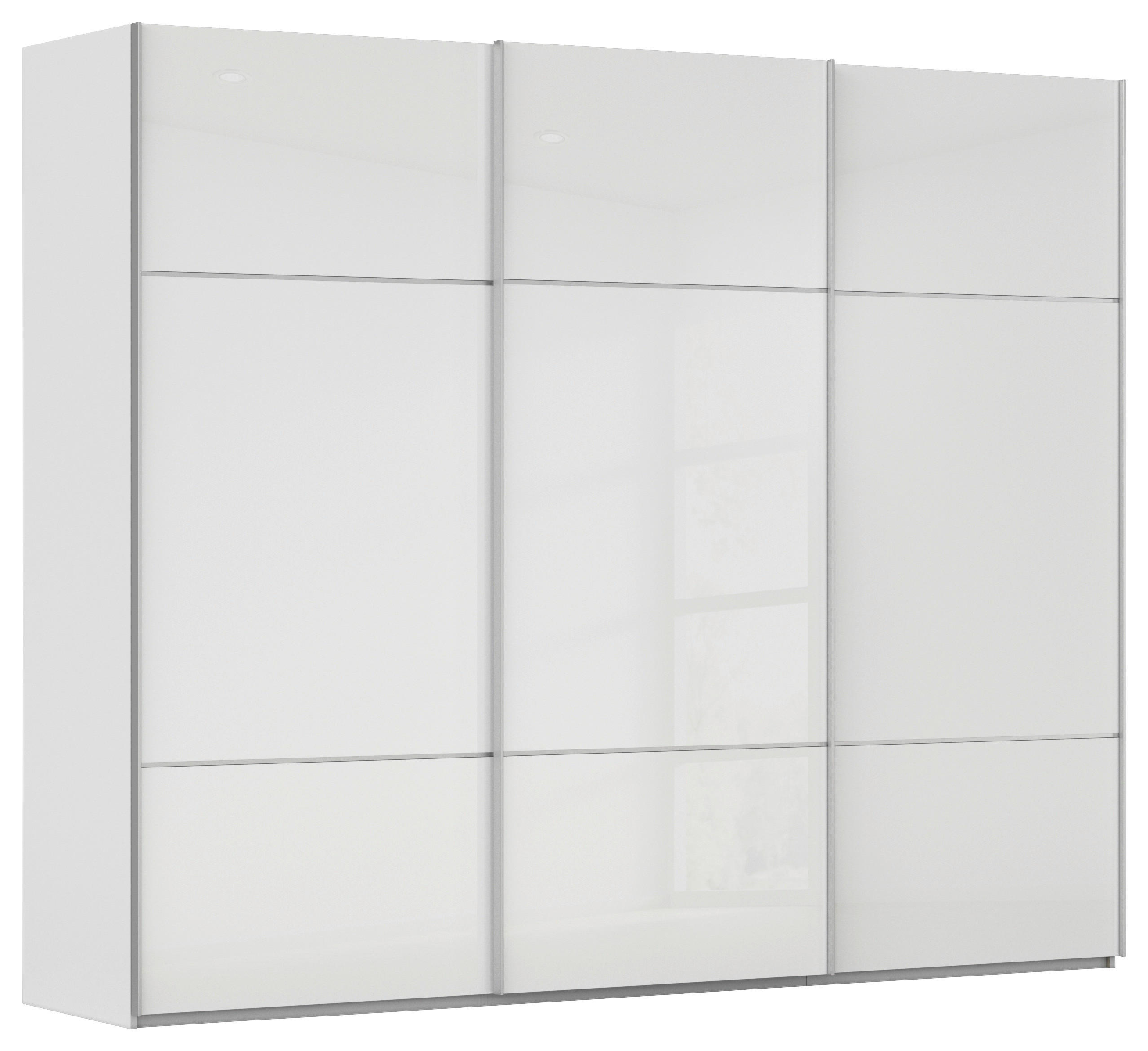 SCHWEBETÜRENSCHRANK 242/223/68 cm 3-türig Grau, Weiß  - Alufarben/Weiß, KONVENTIONELL, Glas/Holzwerkstoff (242/223/68cm) - Novel