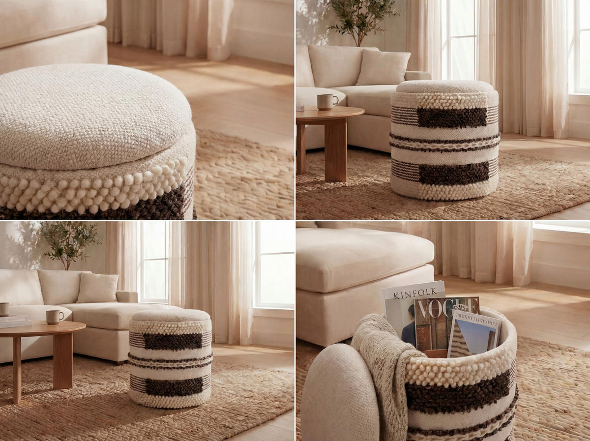 HOCKER Textil Beige  - Beige, Design, Textil (40/45/40cm) - Livetastic
