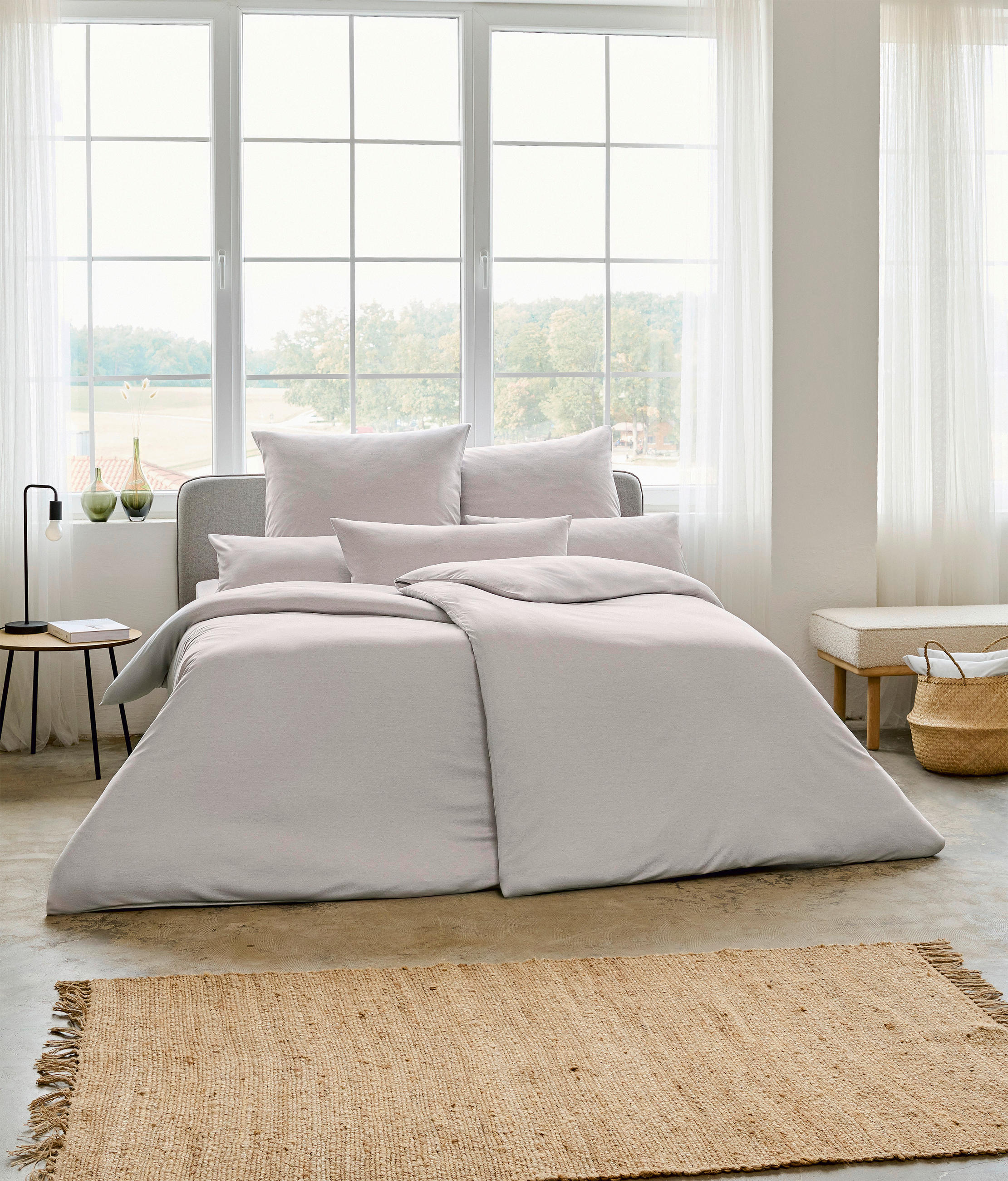 BETTWÄSCHE 135/200 cm Takoma Interlock-Jersey  - Silberfarben, Basics, Textil (135/200cm) - Estella