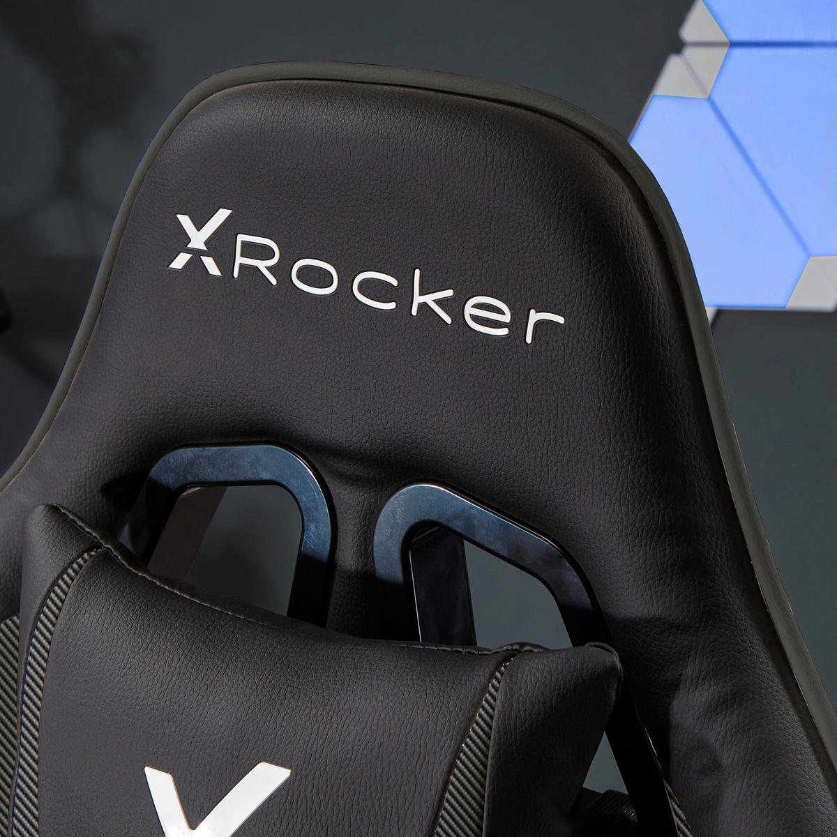 HERNÁ STOLIČKA, kožený vzhľad, čierna - čierna, Modern, kov/textil (55/113/62,5cm) - X Rocker