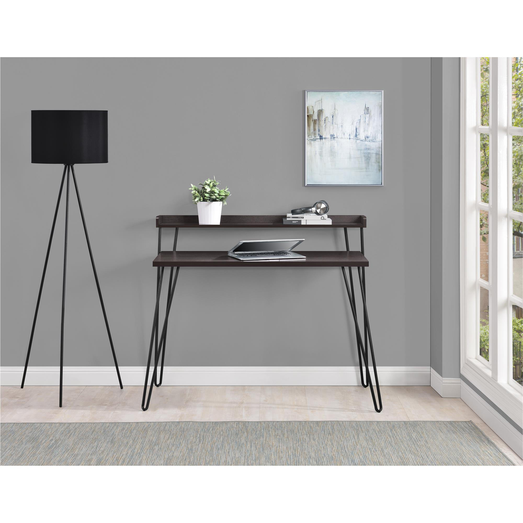 SCHREIBTISCH 112/89/60 cm  in Braun, Sheeshamfarben  - Sheeshamfarben/Schwarz, Design, Papier/Holzwerkstoff (112/89/60cm) - MID.YOU