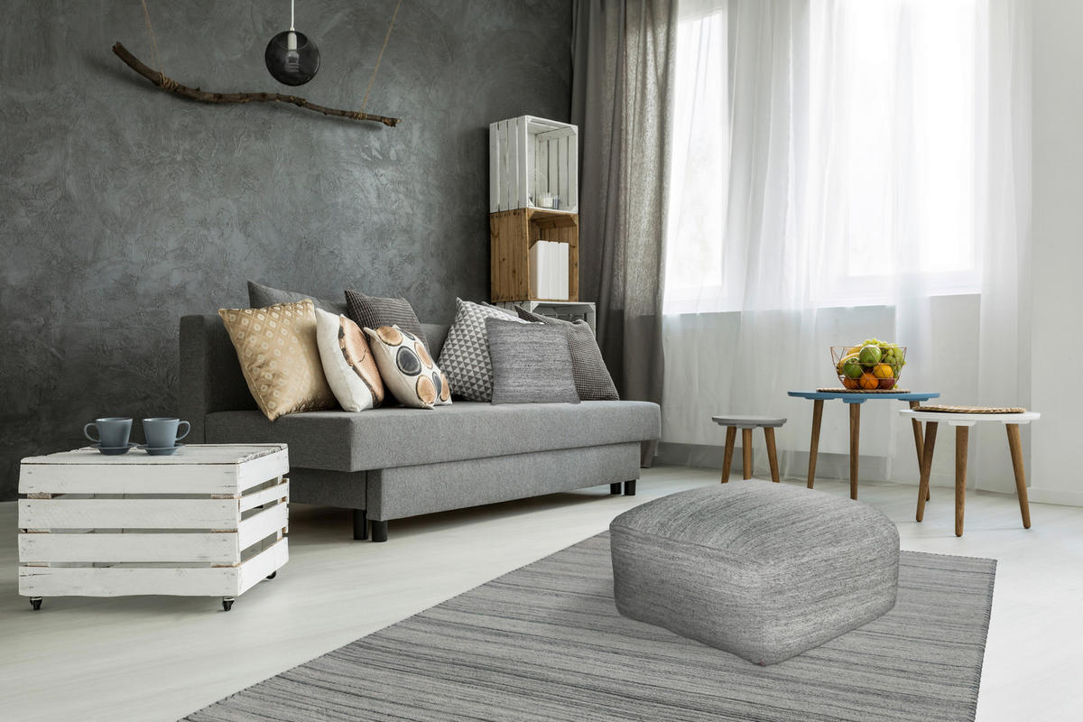 POUF Jacquard 45/46/45 cm  - Grau, Design, Textil (45/46/45cm) - Kayoom