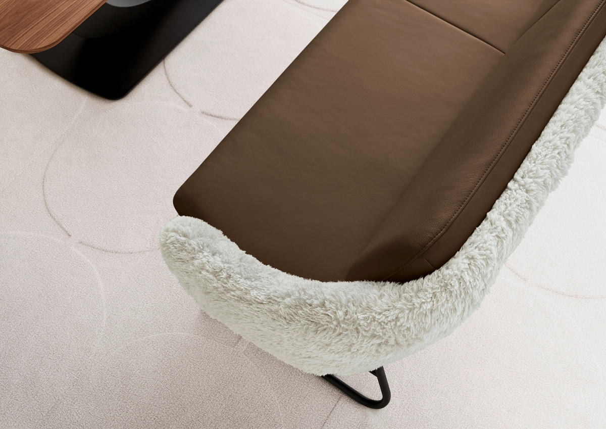 SITZBANK 219/87/78 cm  in Beige, Olivgrün  - Beige/Schwarz, Design, Leder/Textil (219/87/78cm) - Koinor