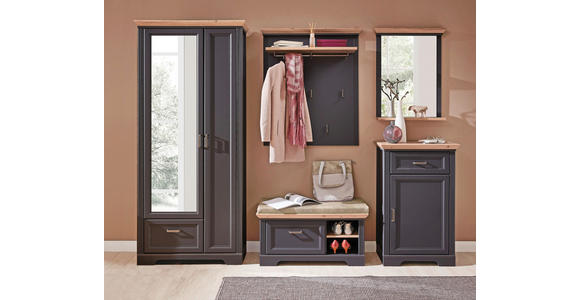 GARDEROBENSCHRANK  in 93/204/41 cm  - Graphitfarben/Eiche Artisan, ROMANTIK / LANDHAUS, Glas/Holzwerkstoff (93/204/41cm) - Landscape