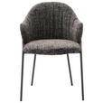 ARMLEHNSTUHL  in beflockt  - Anthrazit/Schwarz, Design, Textil/Metall (55/84/55cm) - Belluti