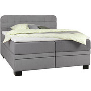 POSTEL BOXSPRING, 180 cm x 200 cm, textil, světle šedá - černá/světle šedá, Konvenční, dřevo/textil (180/200cm) - Elegando