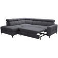 ECKSOFA in Struktur Dunkelgrau  - Dunkelgrau/Schwarz, MODERN, Textil/Metall (212/254cm) - Carryhome