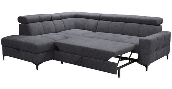 ECKSOFA in Struktur Dunkelgrau  - Dunkelgrau/Schwarz, MODERN, Textil/Metall (212/254cm) - Carryhome