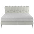 BOXSPRINGBETT 180/200 cm  in Grau, Hellgrau  - Hellgrau/Schwarz, Design, Leder/Textil (180/200cm) - Esposa