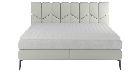 BOXSPRINGBETT 180/200 cm  in Grau, Hellgrau  - Hellgrau/Schwarz, Design, Leder/Textil (180/200cm) - Esposa