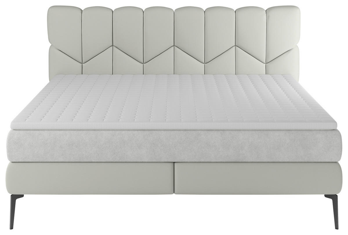 BOXSPRINGBETT 180/200 cm  in Hellgrau, Grau  - Hellgrau/Schwarz, Design, Leder/Textil (180/200cm) - Esposa