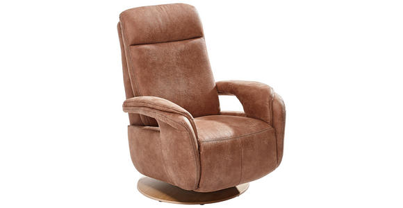 RELAXSESSEL Mikrofaser Relaxfunktion - Eichefarben/Beige, KONVENTIONELL, Holz/Textil (80/106/88cm) - Voleo