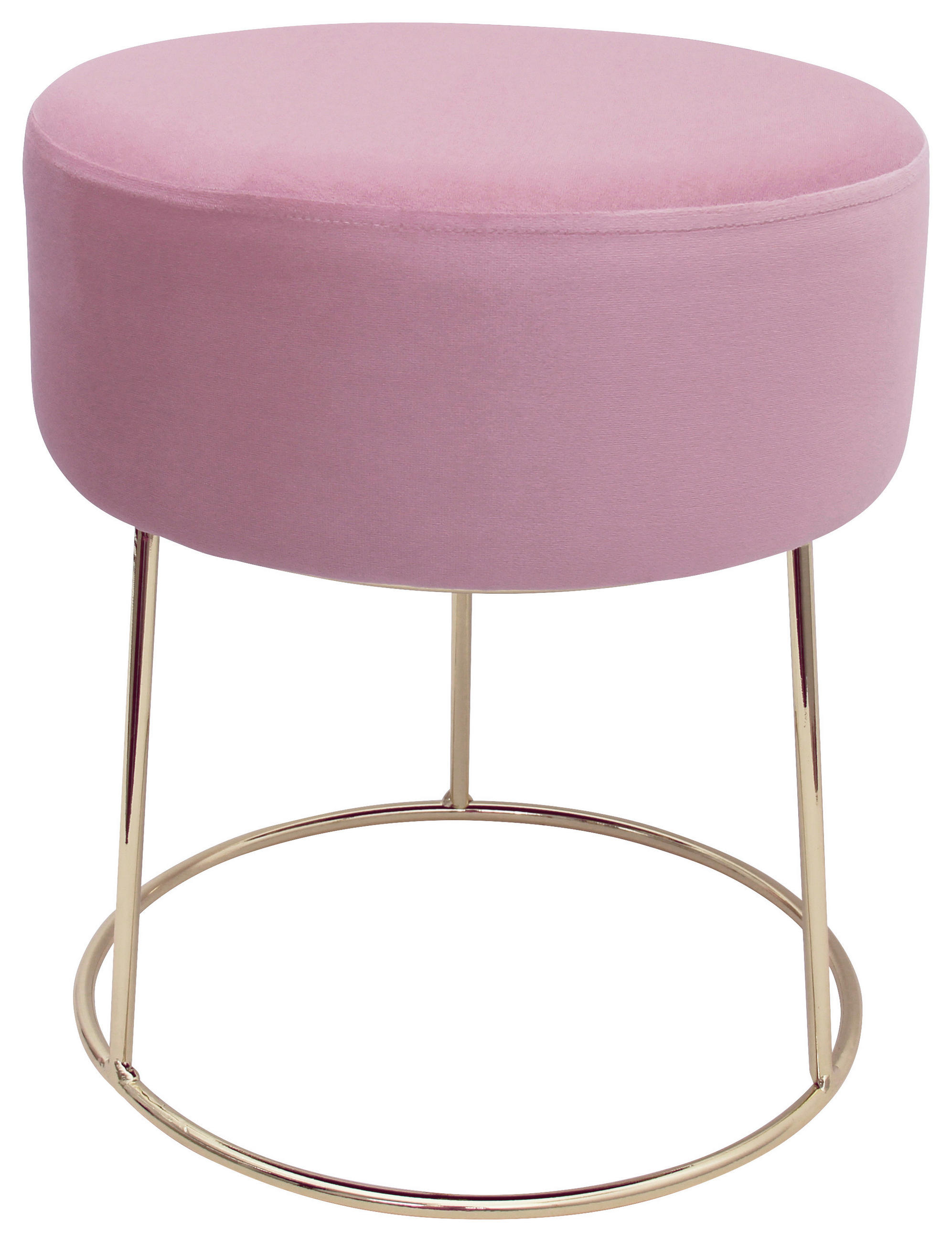 HOCKER Samt Rosa  - Goldfarben/Rosa, Design, Textil/Metall (35,5/40,5/35,5cm) - Echtwerk