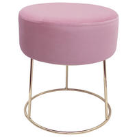 HOCKER Samt Rosa  - Goldfarben/Rosa, Design, Textil/Metall (35,5/40,5/35,5cm) - Echtwerk