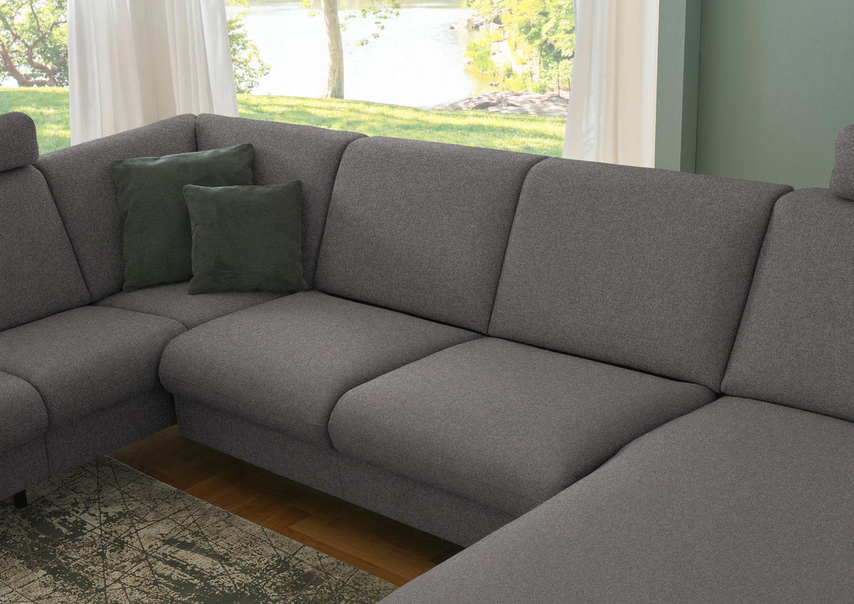 WOHNLANDSCHAFT Flachgewebe Dunkelbraun  - Dunkelbraun/Schwarz, Konventionell, Textil/Metall (190/307/170cm) - Beldomo Comfort