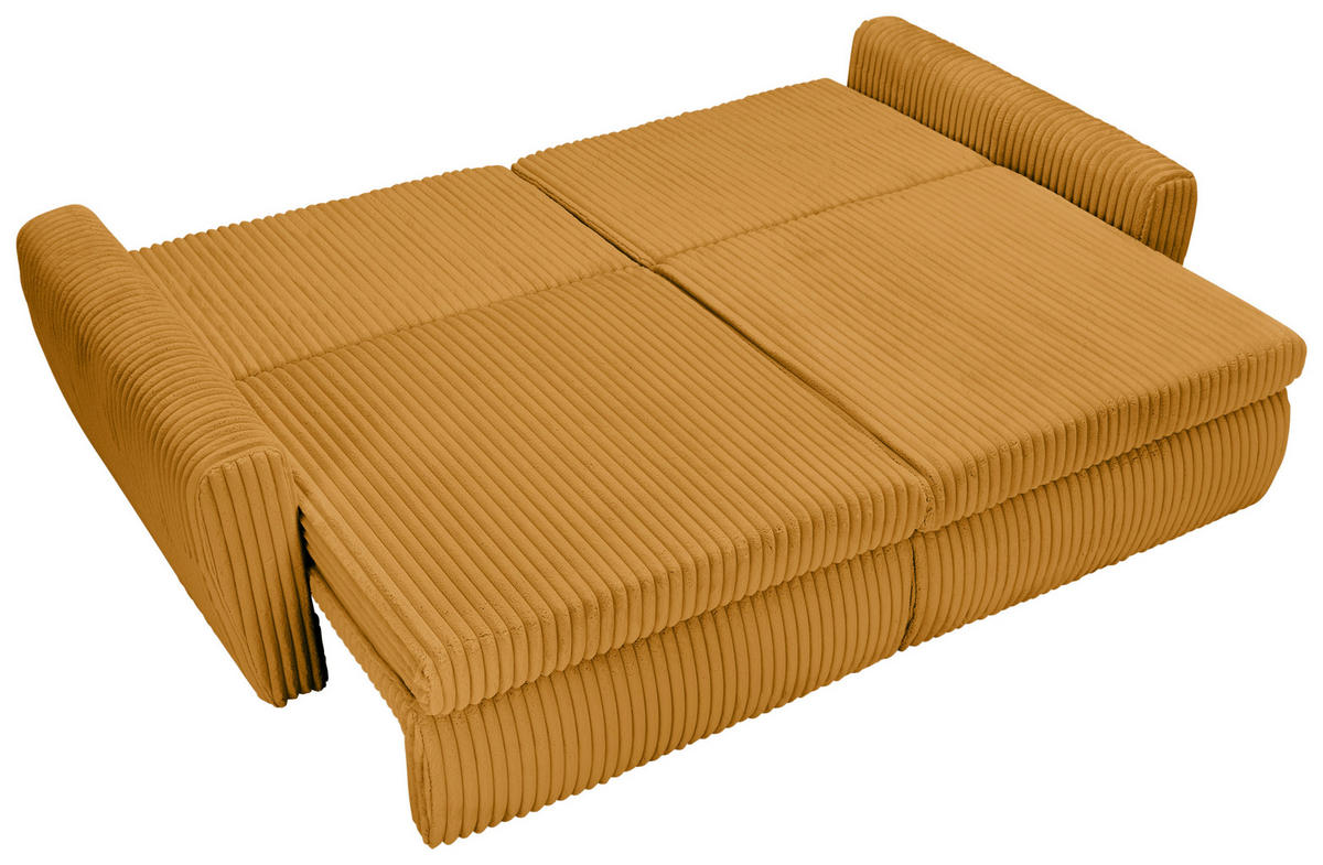 BÄDDSOFFA i manchester, plysch orange  - orange/svart, Modern, textil/plast (240/90/120cm) - MID.YOU