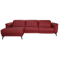 ECKSOFA Rot Echtleder  - Rot/Schwarz, MODERN, Leder/Holz (174/276cm) - Livetastic