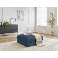 HOCKER LEONARD Cord Dunkelblau  - Schwarz/Dunkelblau, MODERN, Kunststoff/Textil (86/43/86cm)