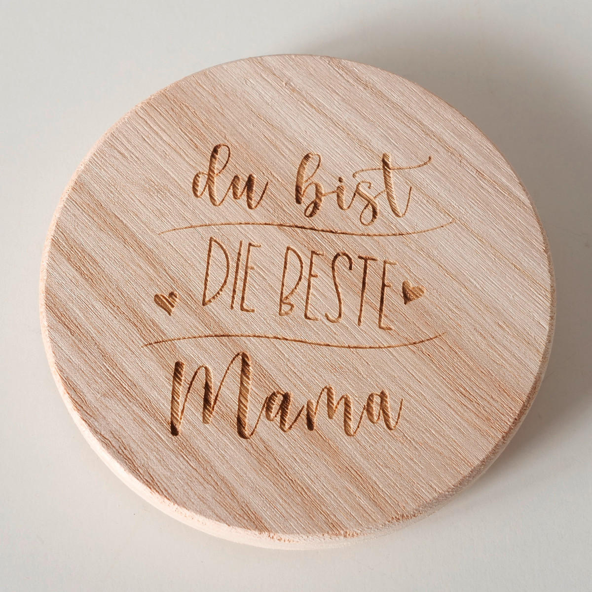 GLASUNTERSETZER  10 cm - Naturfarben, Basics, Holz (10cm)