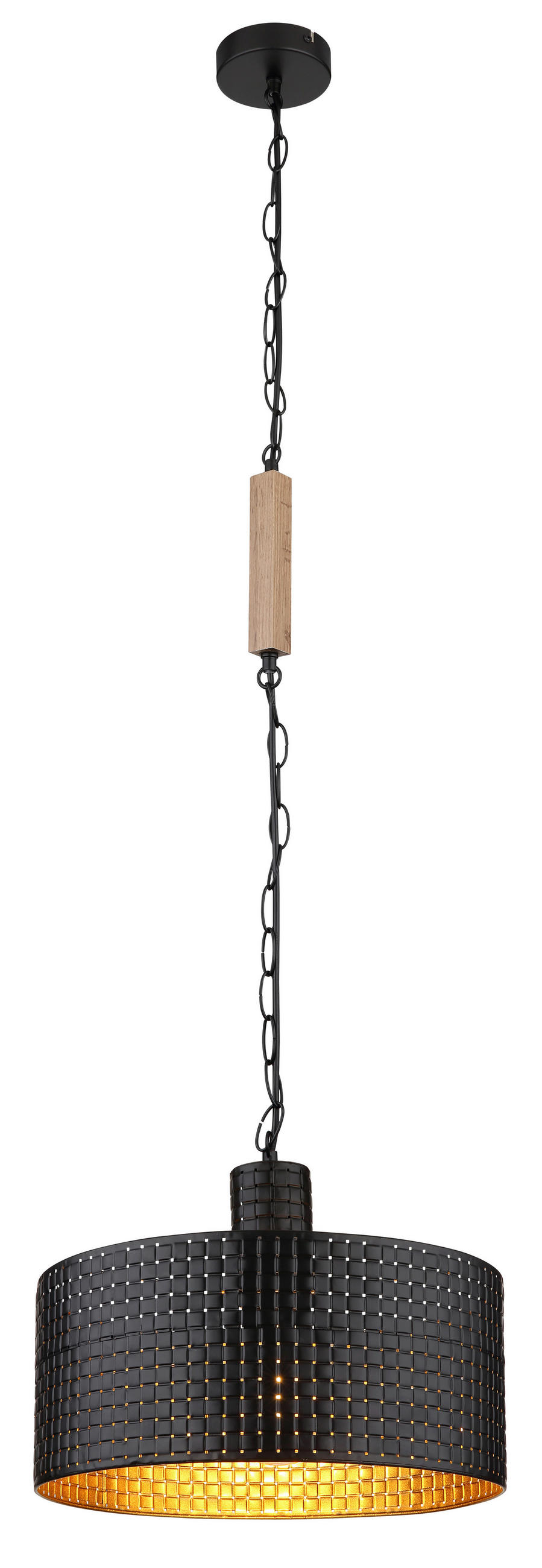 HÄNGELEUCHTE Rielly 140/25/120 cm   - Dunkelbraun/Goldfarben, Design, Holzwerkstoff/Kunststoff (140/25/120cm) - Globo