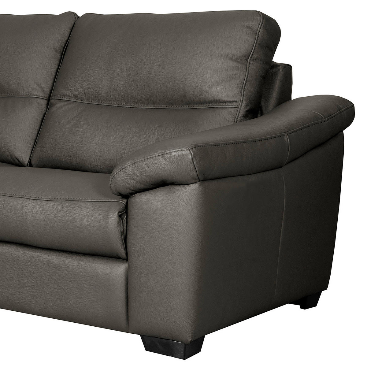 2-SITZER-SOFA  in Echtleder Anthrazit   - Anthrazit/Schwarz, Design, Leder/Holz (174/97/97cm) - Livetastic