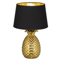 TISCHLEUCHTE 28/43 cm   - Goldfarben/Schwarz, Trend, Keramik/Textil (28/43cm)