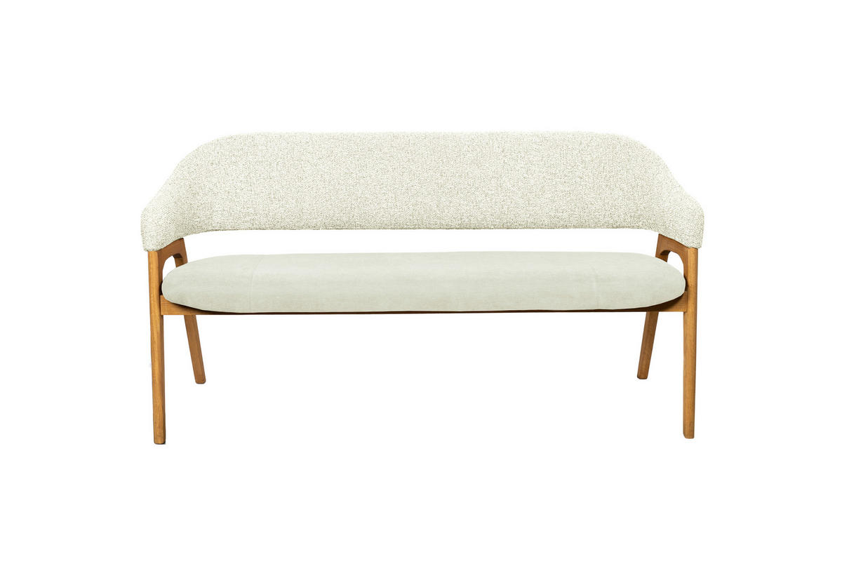 SITZBANK 168/84/56 cm Batist, Bouclé Beige Holz  - Eichefarben/Beige, KONVENTIONELL, Holz/Textil (168/84/56cm) - Linea Natura