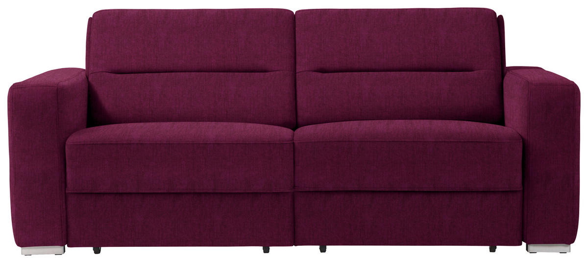 SCHLAFSOFA in Textil Aubergine  - Aubergine, Konventionell, Textil/Metall (202/86/92cm) - Sedda