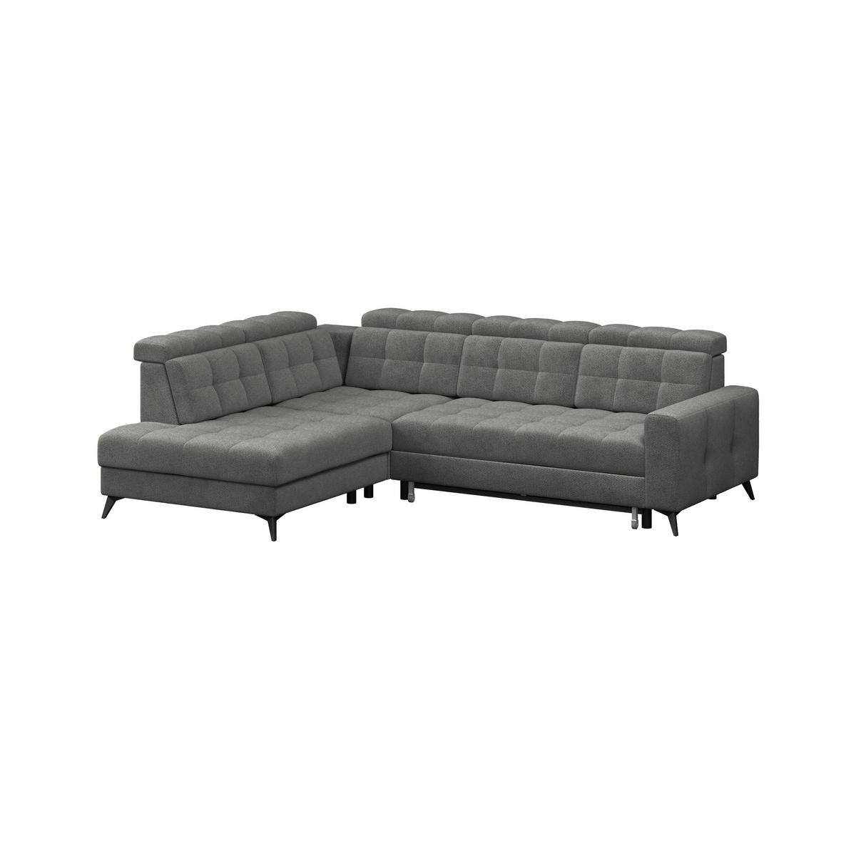 ECKSOFA Velours Anthrazit  - Anthrazit/Schwarz, Romantik / Landhaus, Textil/Metall (228/289cm) - MID.YOU