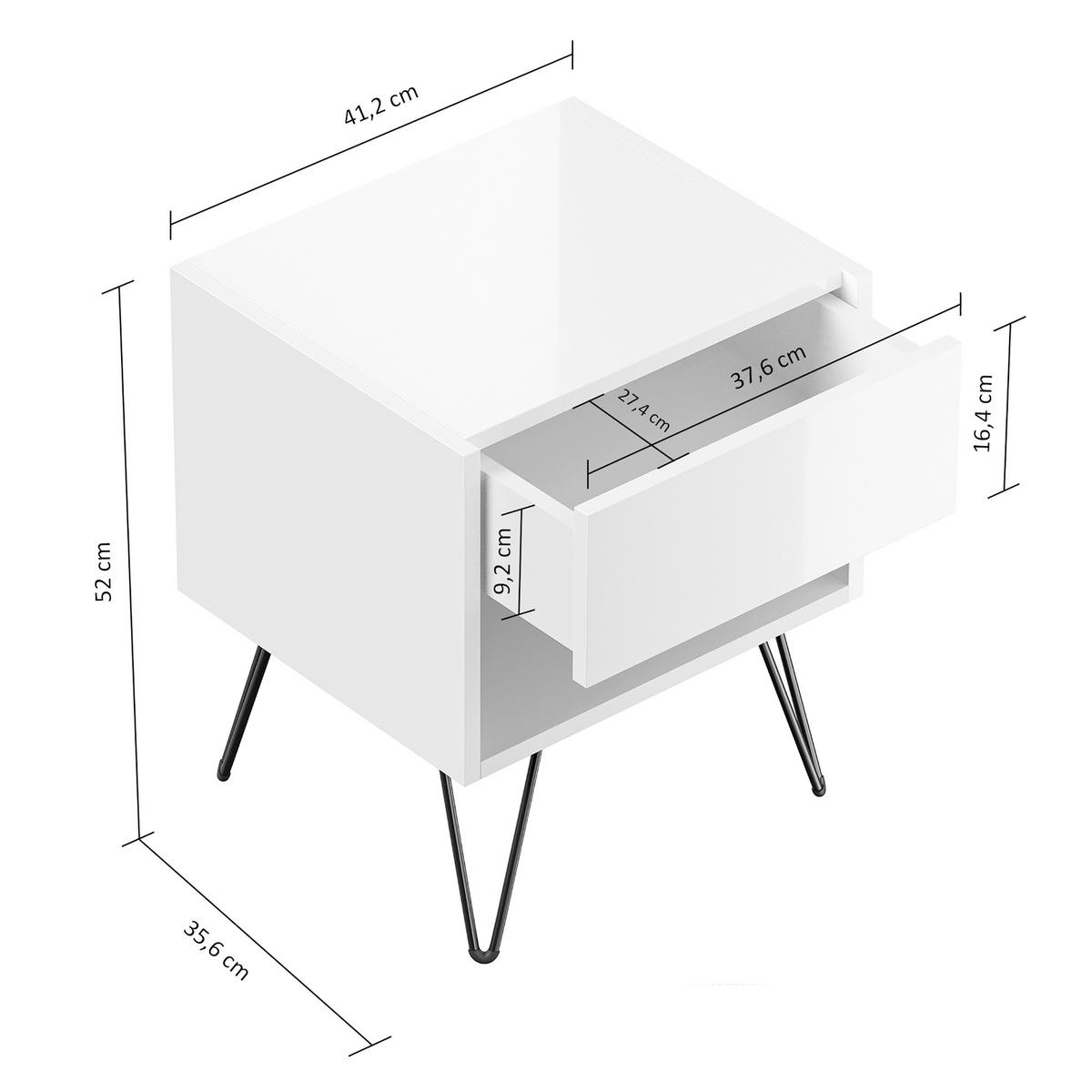NACHTTISCH 41,2/50/35,6 cm  - Eichefarben/Graphitfarben, Basics, Holzwerkstoff/Metall (41,2/50/35,6cm) - MID.YOU