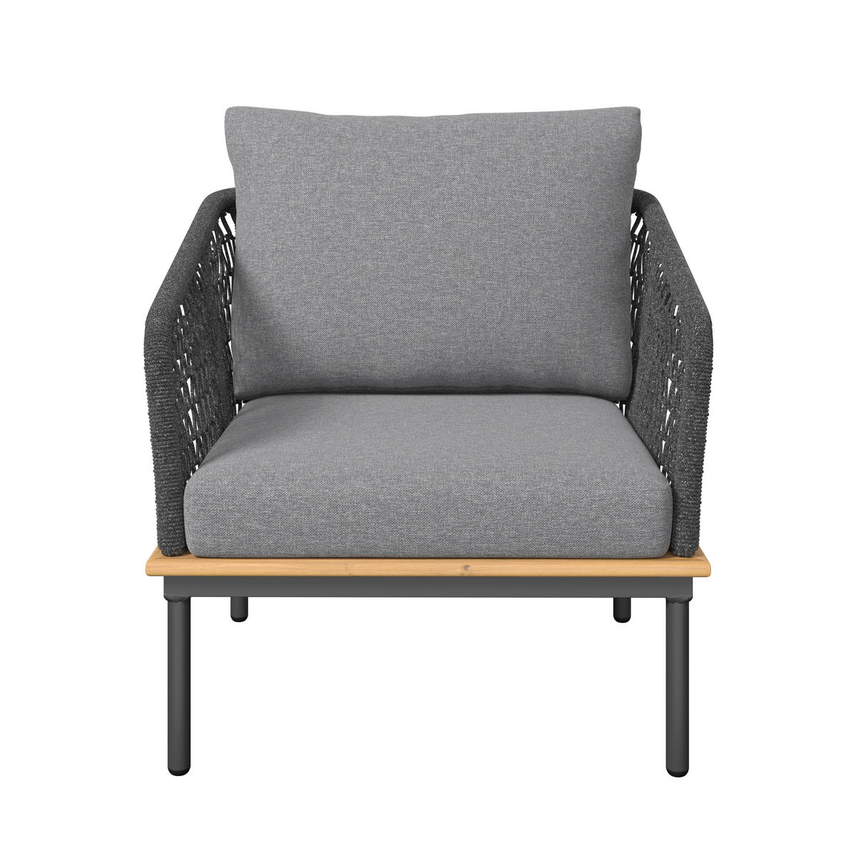 KERTI BÚTORSZETT  - akáciaszínű/antracit, Modern, textil/fa - Ambia Garden