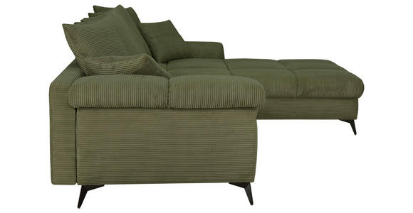 ECKSOFA Grün Cord Rückenkissen, Armlehnenkissen, Rücken echt  - Schwarz/Grün, KONVENTIONELL, Textil/Metall (332/231cm) - Carryhome