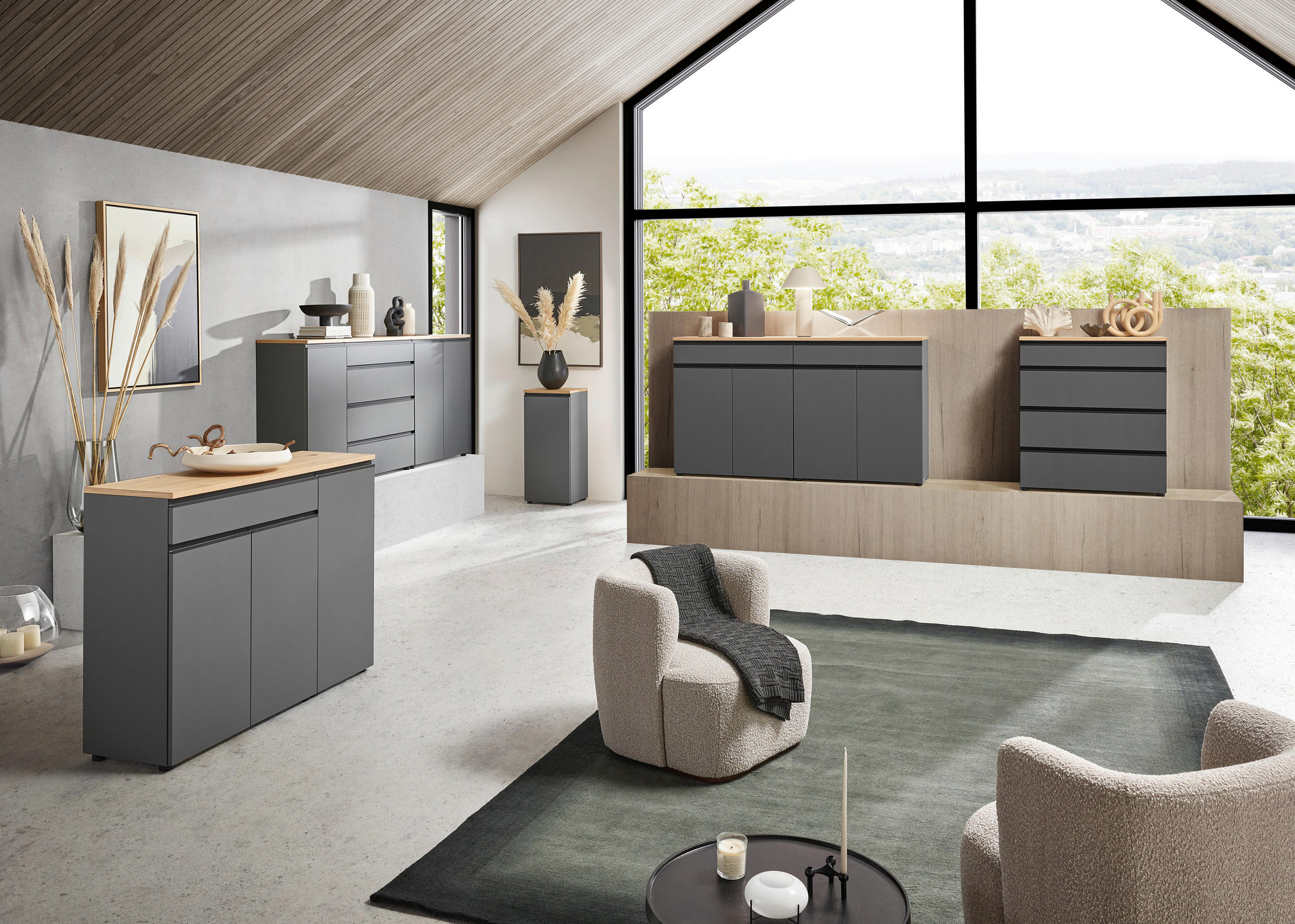 SIDEBOARD  in 135/102/41 cm  - Eichefarben/Schwarz, Design, Holz/Holzwerkstoff (135/102/41cm) - Dieter Knoll