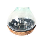 VASE 40 cm  - Klar/Ecru, Natur, Glas/Holz (45/40cm) - Ambia Home