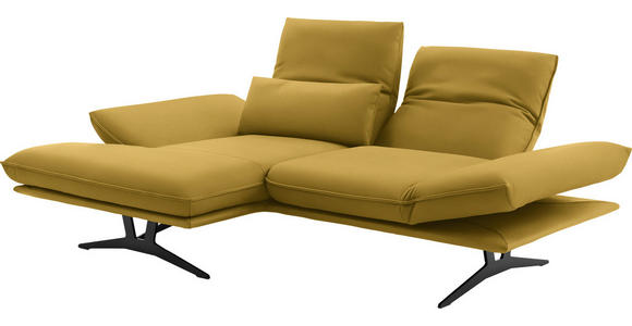 ECKSOFA in Echtleder Gelb  - Gelb/Schwarz, Design, Leder/Metall (130/210cm) - Dieter Knoll