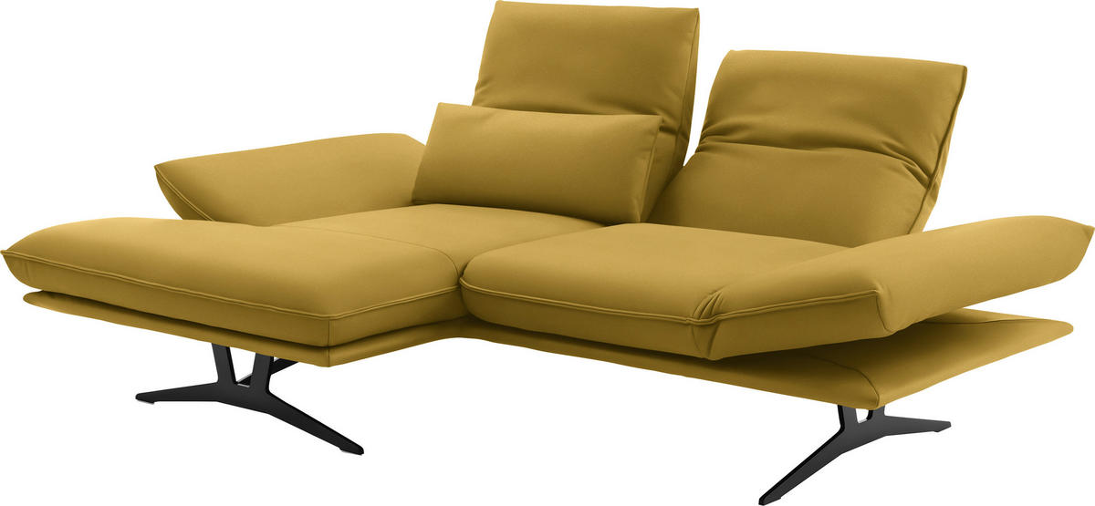 ECKSOFA in Echtleder Gelb  - Gelb/Schwarz, Design, Leder/Metall (130/210cm) - Dieter Knoll