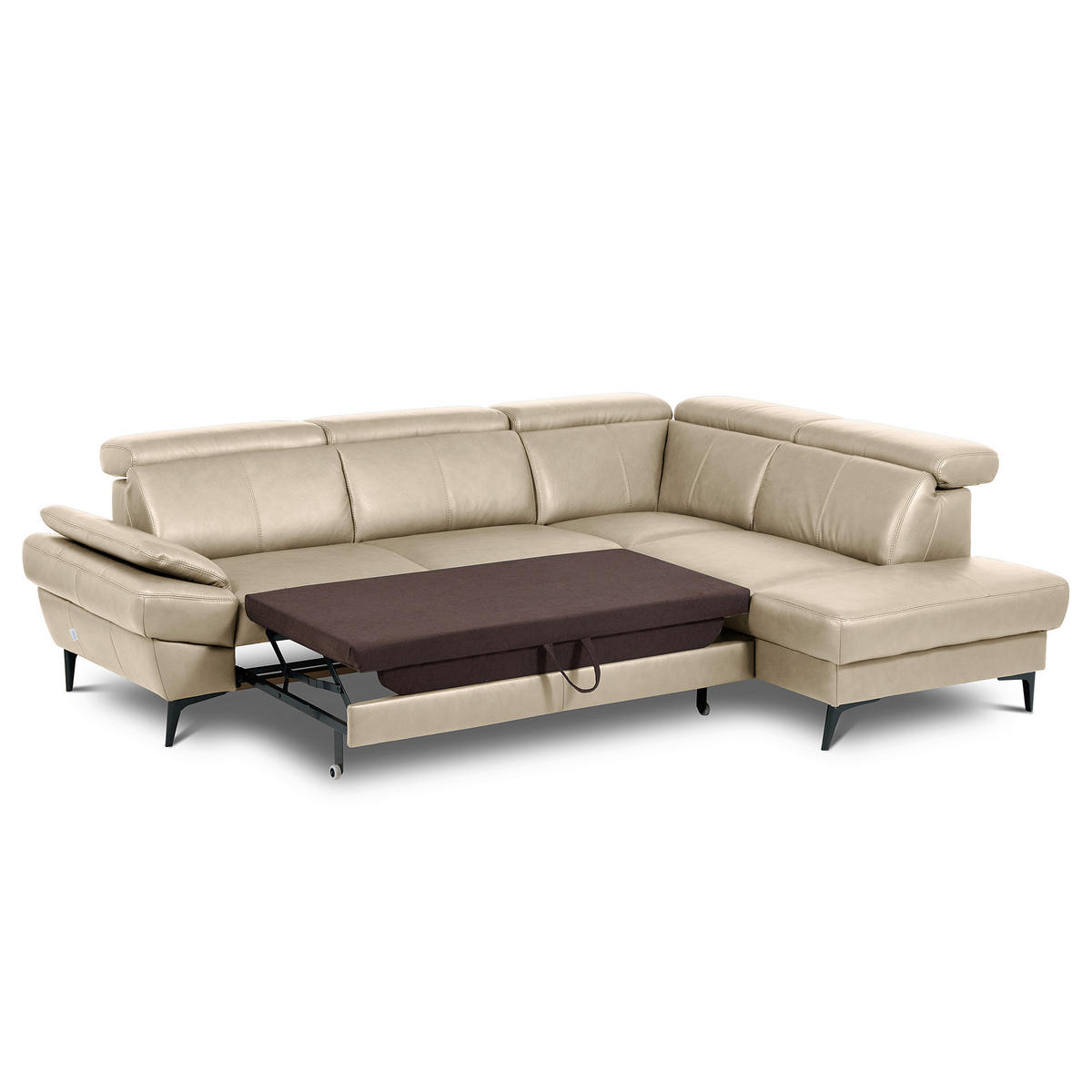 ECKSOFA  in Lederlook Echtleder Grau  - Schwarz/Grau, Design, Leder/Textil (264/211cm) - Livetastic