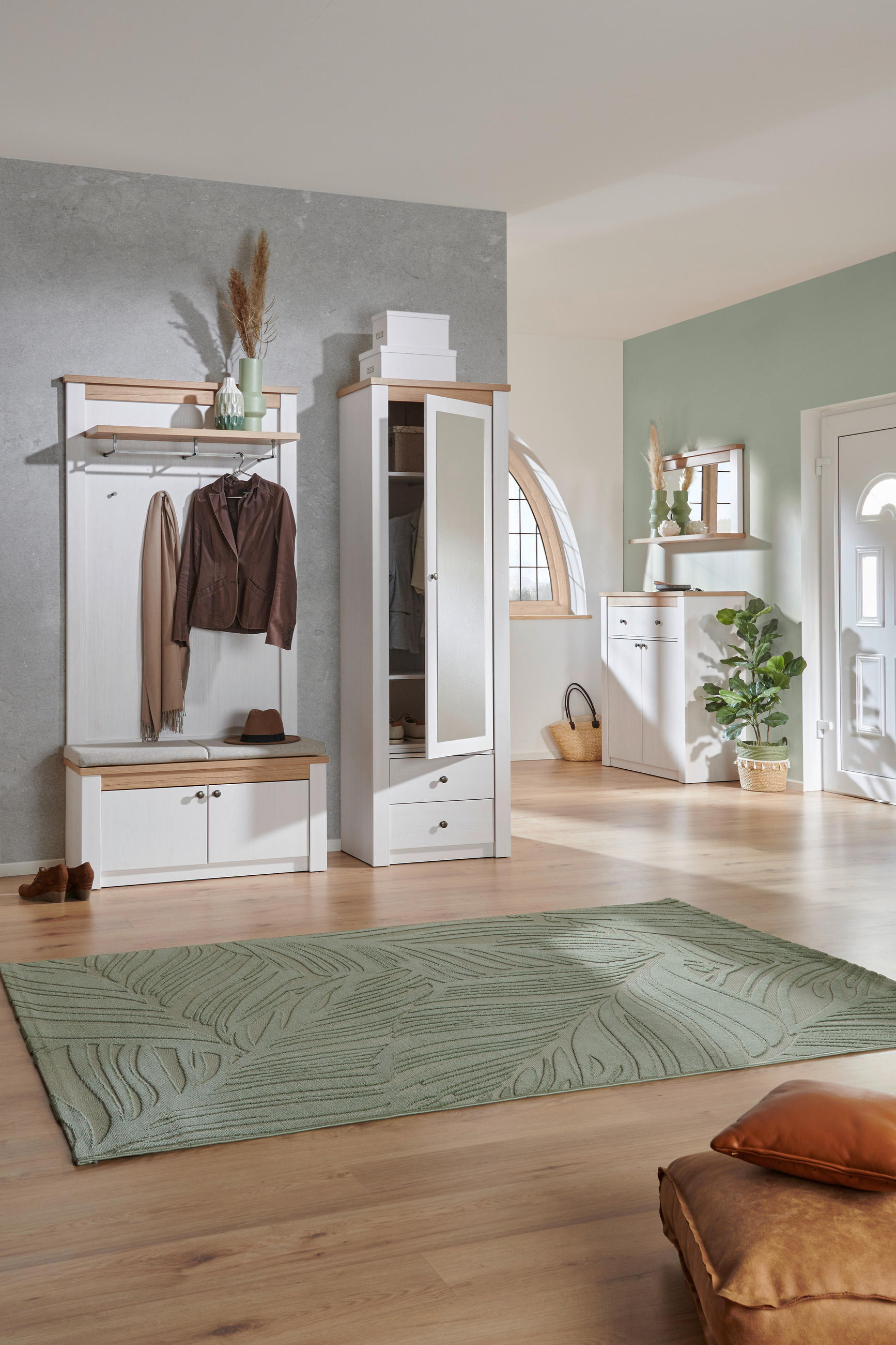 Thumbnail - Mid.you Spiegel Rovigio, Weiß, Eiche, Lärche, Holzwerkstoff, 97x55x20.5 cm, Spiegel, Wandspiegel