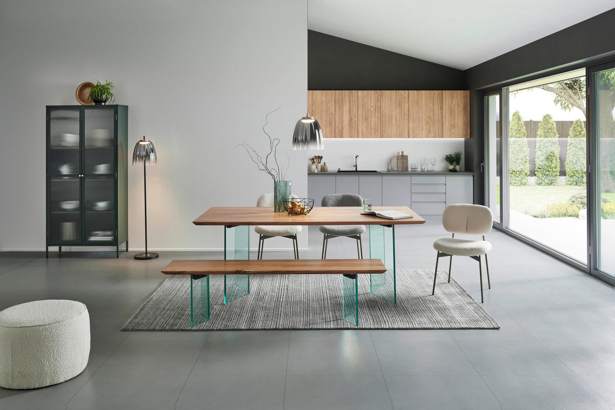 SITZBANK in Holz, Glas Akaziefarben  - Transparent/Akaziefarben, Modern, Glas/Holz (175/45/40cm) - Livetastic