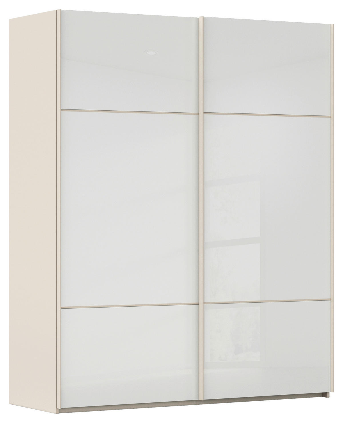 SCHWEBETÜRENSCHRANK in Weiss, Champagner  - Weiss/Champagner, Konventionell, Glas/Holzwerkstoff (162/223/68cm) - Novel