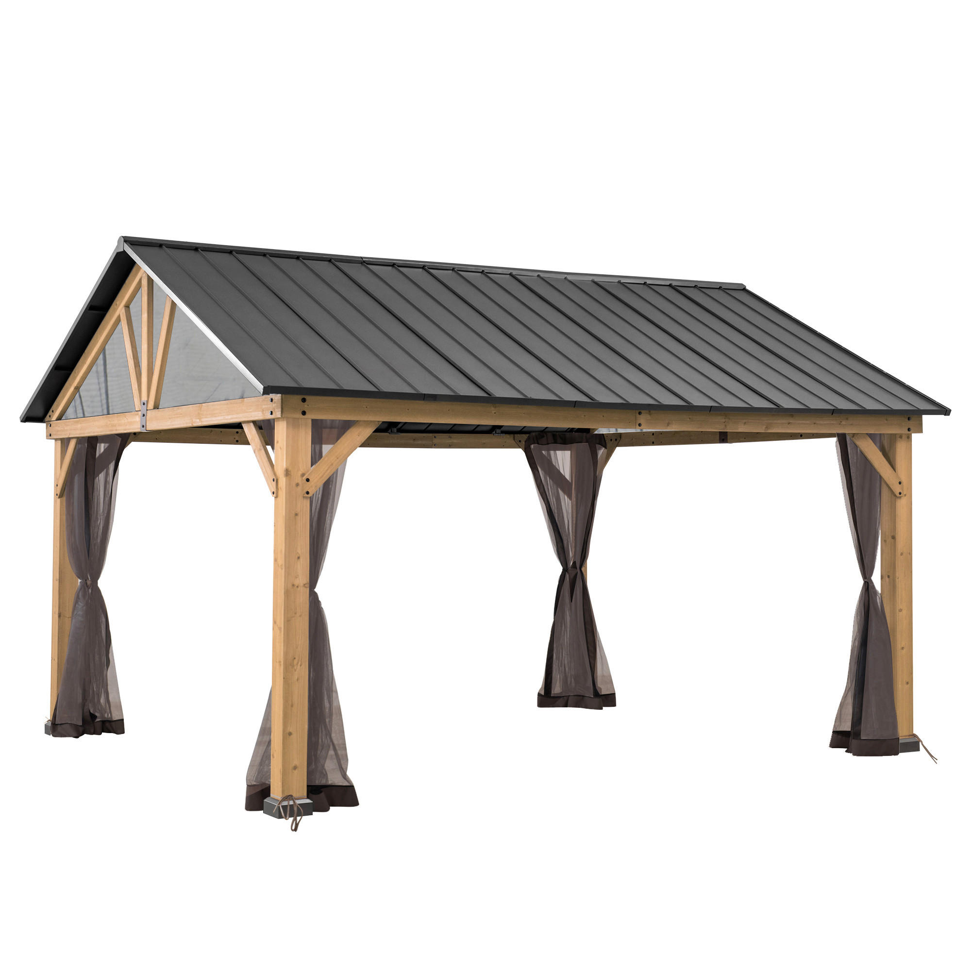 PAVILLON-SEITENTEIL   - Braun, Basics, Kunststoff (378/208cm) - Modante