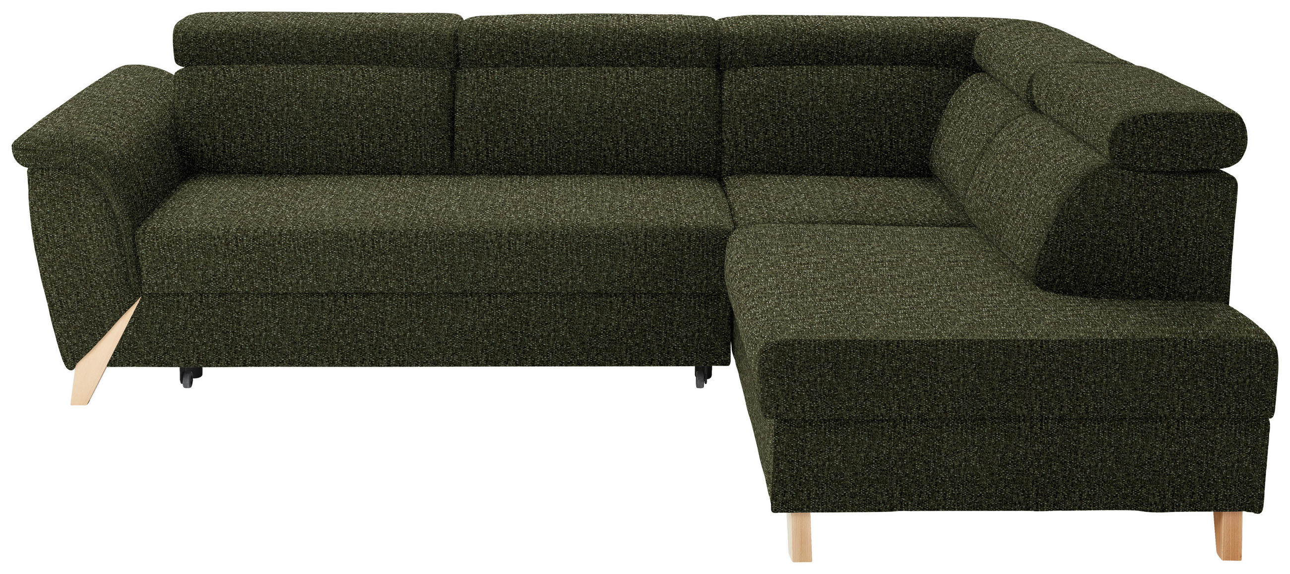 ECKSOFA  in Struktur Olivgrün  265/200 cm  - Naturfarben/Olivgrün, KONVENTIONELL, Holz/Textil (265/200cm) - Stylife