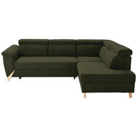 ECKSOFA  in Struktur Olivgrün  265/200 cm  - Naturfarben/Olivgrün, KONVENTIONELL, Holz/Textil (265/200cm) - Stylife