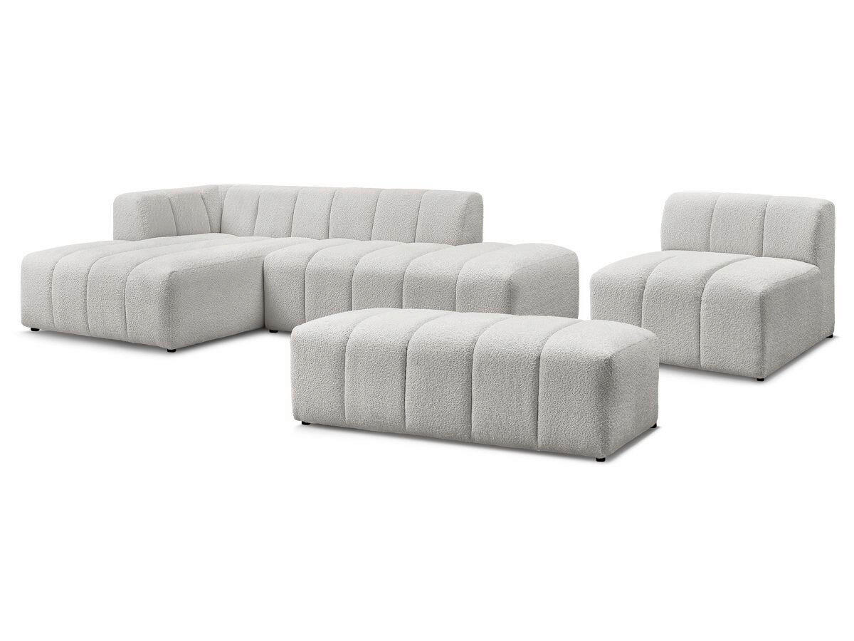 ECKSOFA Ottomane links  ANNECY Hellgrau Bouclé  - Hellgrau/Schwarz, MODERN, Kunststoff/Textil (170/262cm)