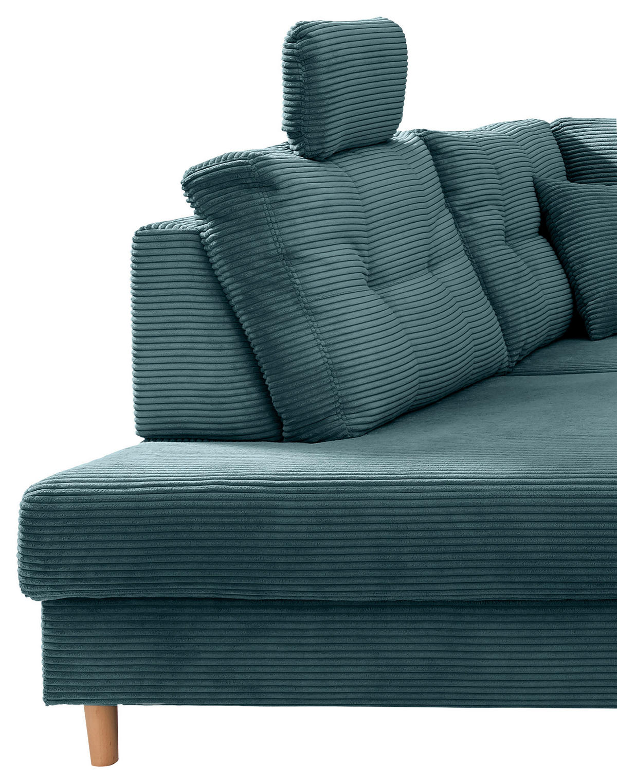WOHNLANDSCHAFT in Cord Petrol  - Petrol/Naturfarben, Modern, Holz/Textil (206/338-352/176cm) - Livetastic