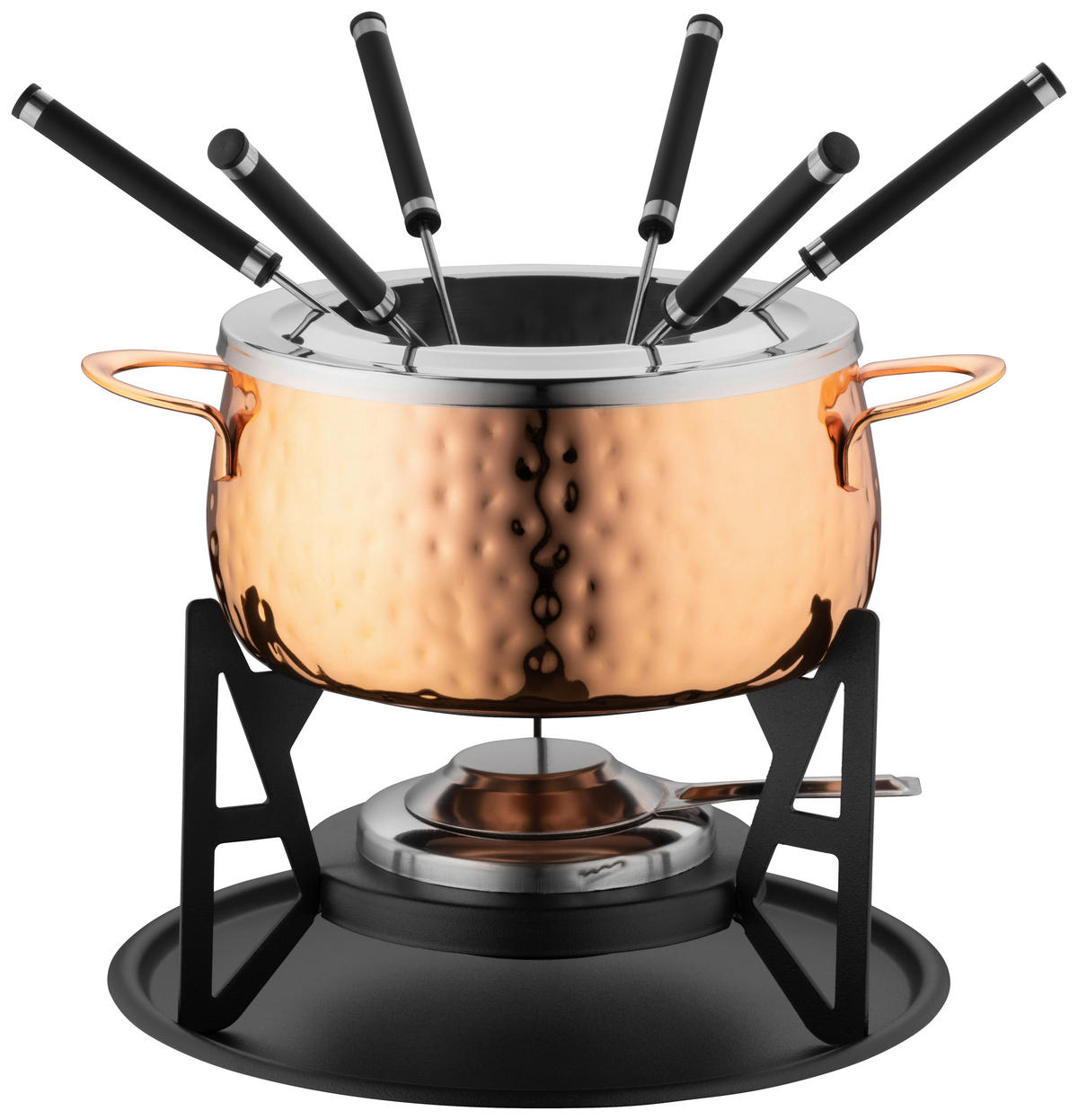 FONDUESET  - Schwarz/Kupferfarben, Trend, Metall (25/19,5/23cm) - Mäser