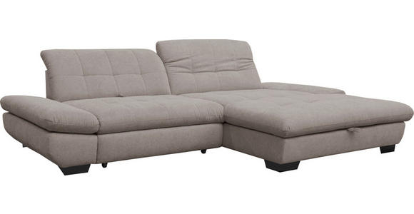 ECKSOFA in Mikrofaser Hellgrau  - Hellgrau/Schwarz, Design, Textil/Metall (290/198cm) - Xora