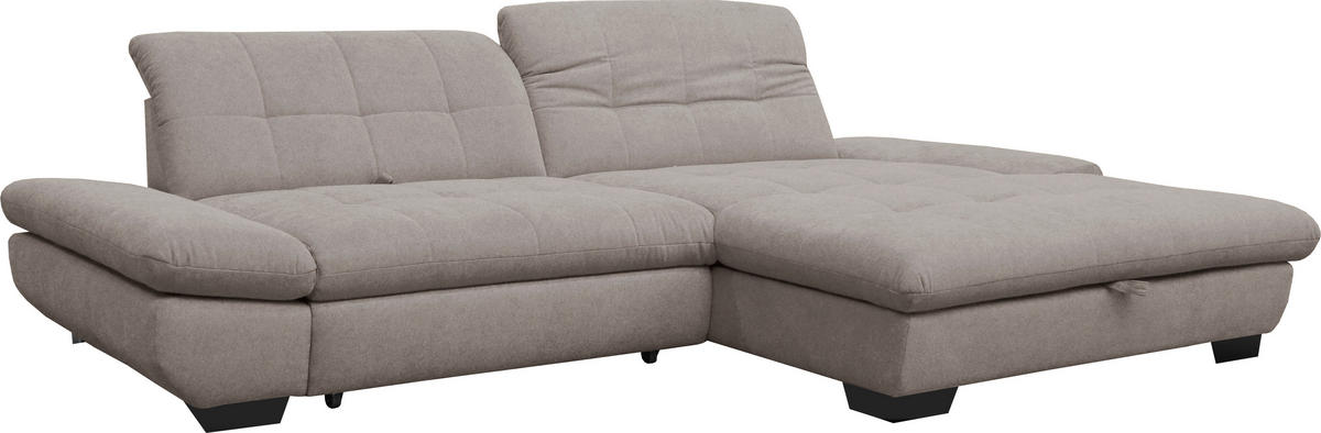 ECKSOFA in Mikrofaser Hellgrau  - Hellgrau/Schwarz, Design, Textil/Metall (290/198cm) - Xora
