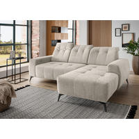 ECKSOFA 258/180 cm  in Chenille Beige Kopfteilverstellung, Sitzvorzug  258/180 cm  - Beige/Schwarz, MODERN, Textil/Metall (258/180cm) - Livetastic